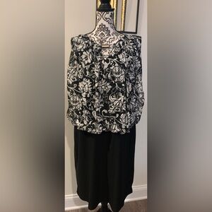 Perceptions Black and White Lace Overlay Dress